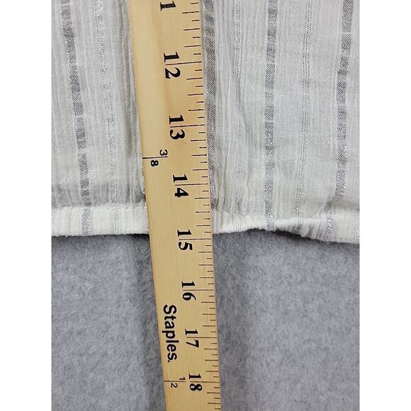 Aerie White Metallic Striped V Neck Tie Shoulder Sheer Tank Top Women XL Stretch - Picture 8 of 11